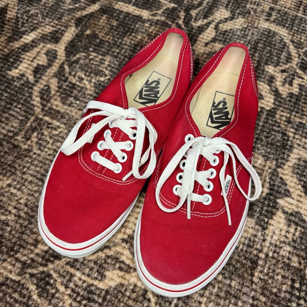 Vans Red Canvas Lace-Up Sneakers - Picture 2 of 6